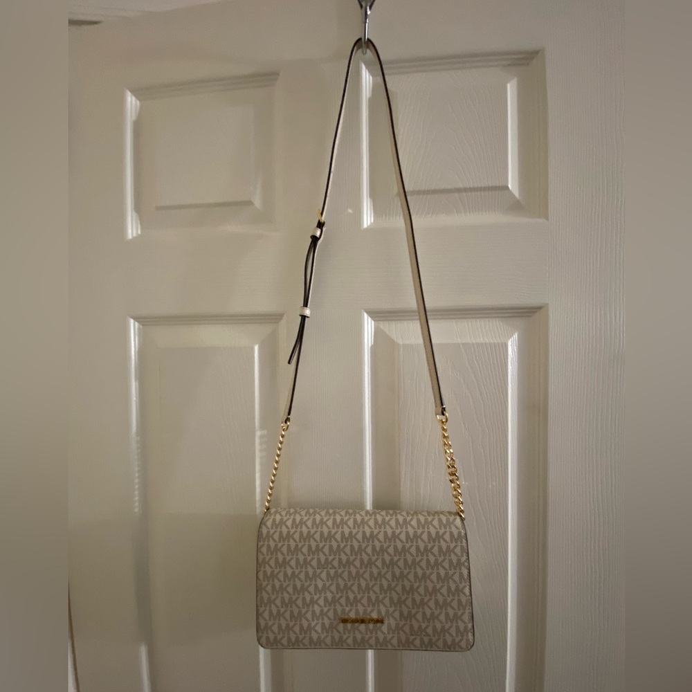 Michael Kors Taupe Crossbody Bag with Gold Accents